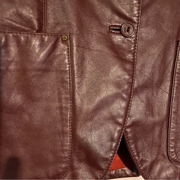 Women’s Etienne Aigner Vintage 70s Oxblood Leather Jacket Size 8 Lined - Picture 4 of 8